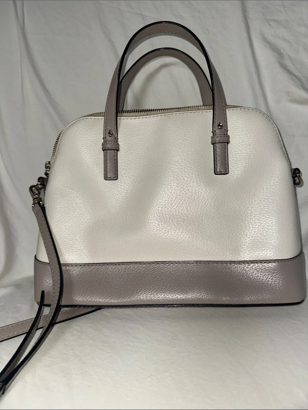 kate spade Two-Tone Dome Satchel in Cream and Taupe